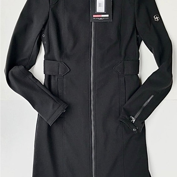Ladies Y2K Long Black Coat, Victorinox Swiss Army, Fitted Coat, Sz 0(XS) NWT - Picture 6 of 11